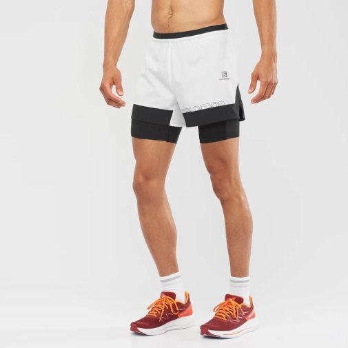 White Salomon Cross 2in1 Men's Shorts | PH 39265P